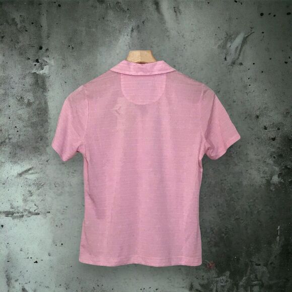 EP Pro GOLF Short Sleeve Polo Shirt Pink White Stripes S NWT !! - Picture 3 of 5